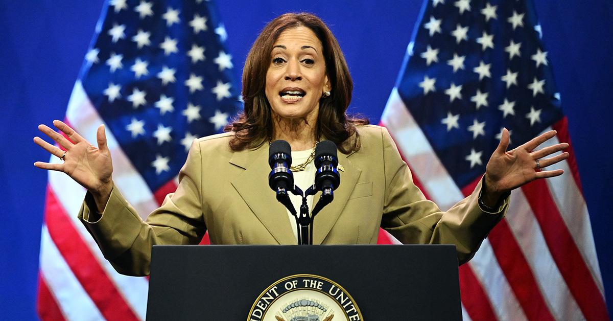 Kamala Harris speaking in Philadelphia. 