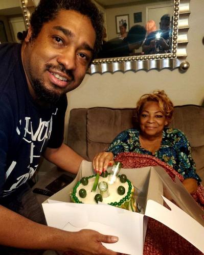 Snoop's brother Bing with their mom, Beverly.