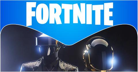 Fortnite logo and Daft Punk from 2013