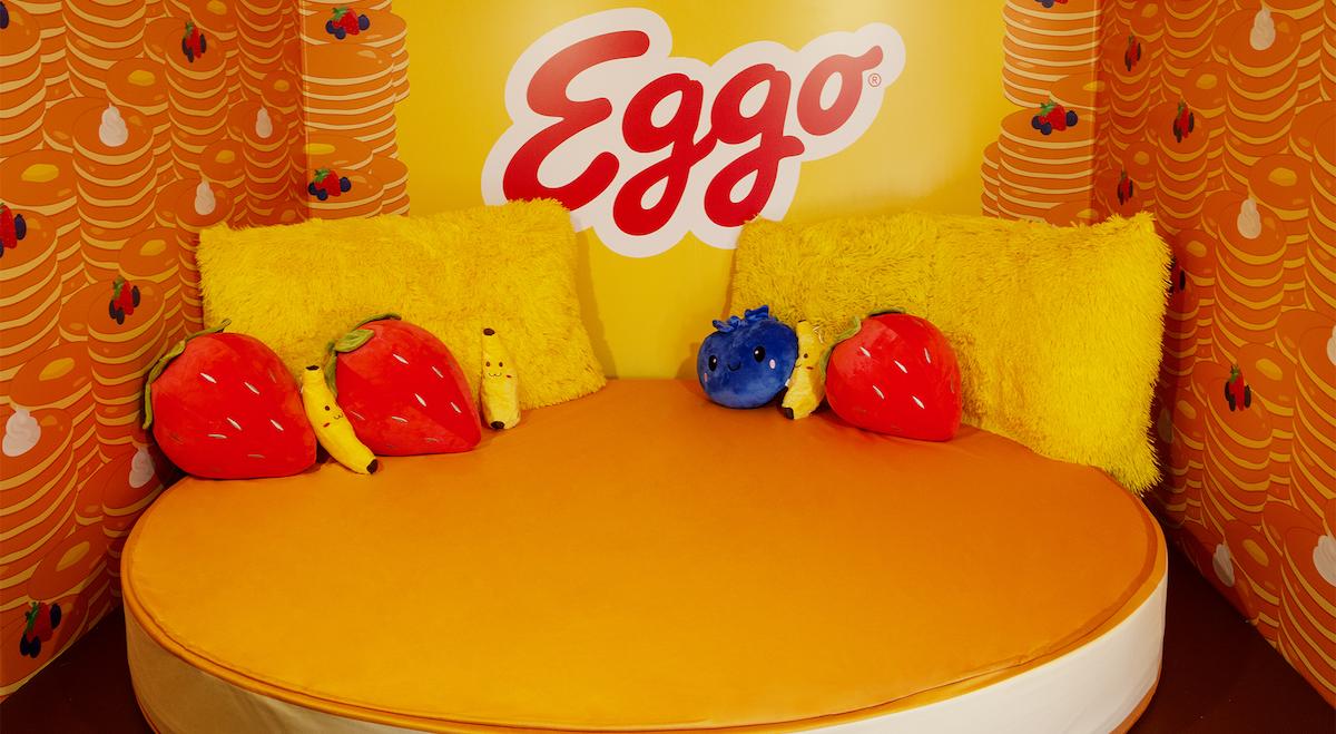 A pancake bed in the Eggo House of Pancakes