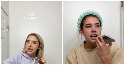 (l-r): A woman wearing a purple hoodie and talking on the phone