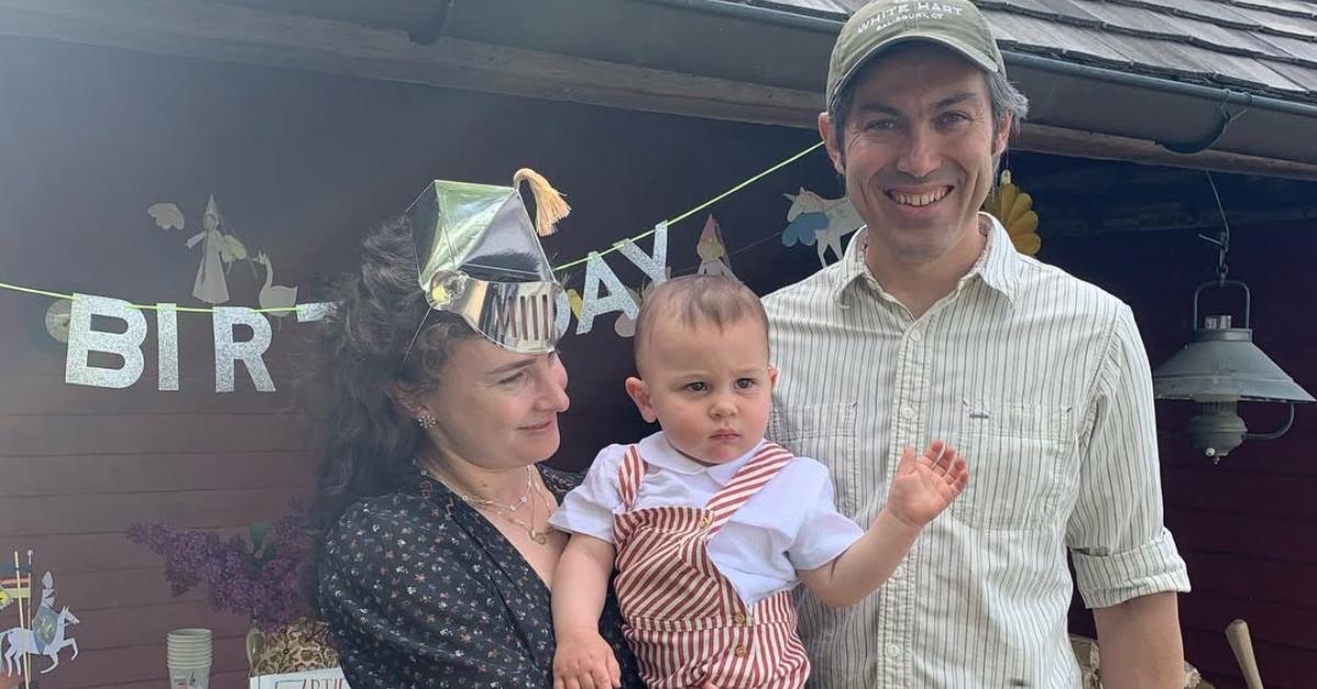 Chloe Malle with her husband and son.