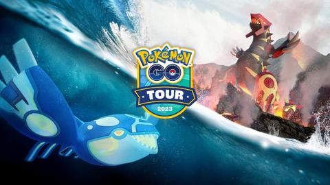 Primal Groudon and Primal Kyogre attacking each other.