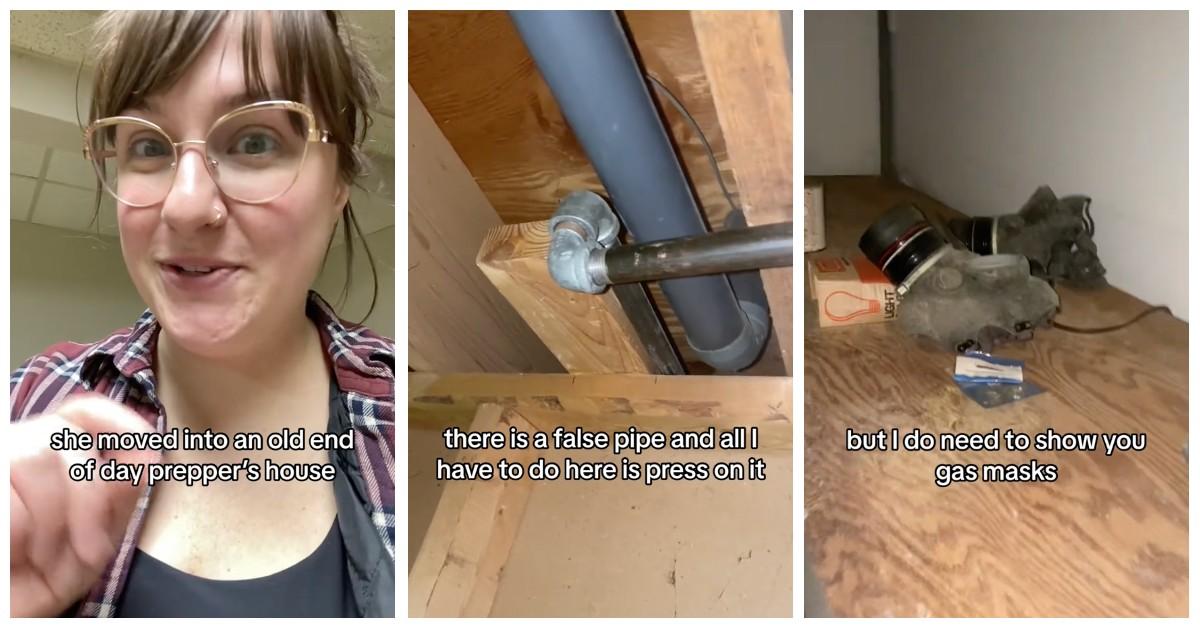 A woman shows the doomsday prepper basement in her grandma's house