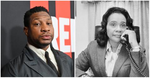 (l-r): Jonathan Majors and Coretta Scott King
