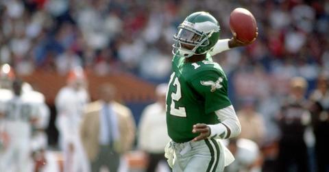 Philadelphia Eagles quarterback Randall Cunningham dons a Kelly green uniform in October 1988.
