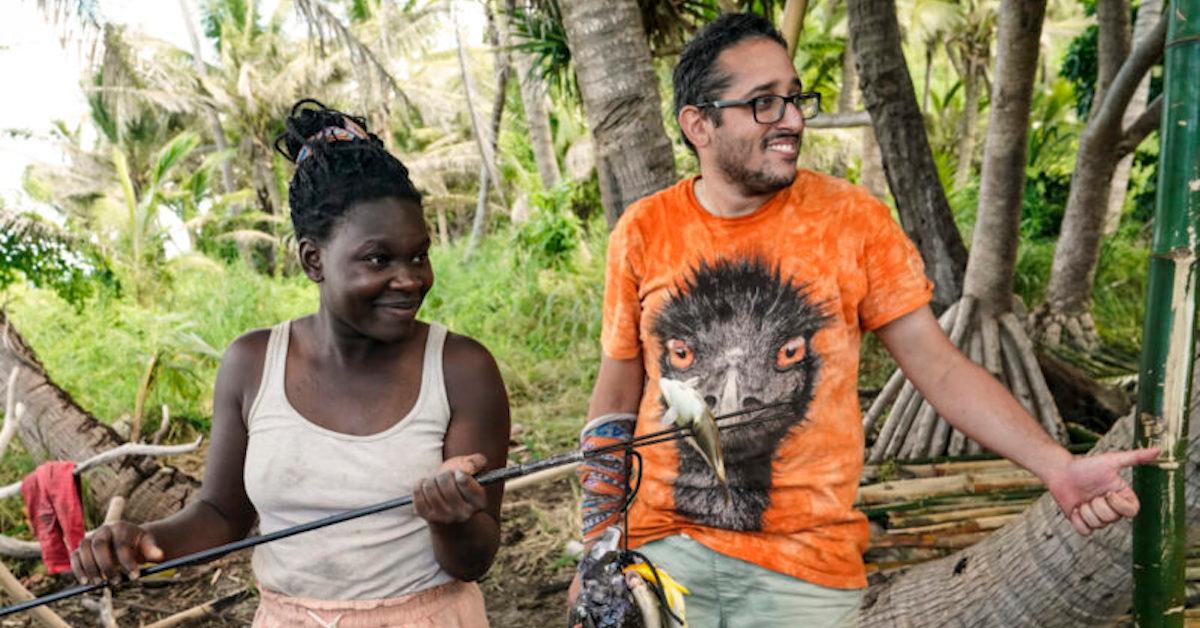 Maryanne and Omar with fish in 'Survivor 42'