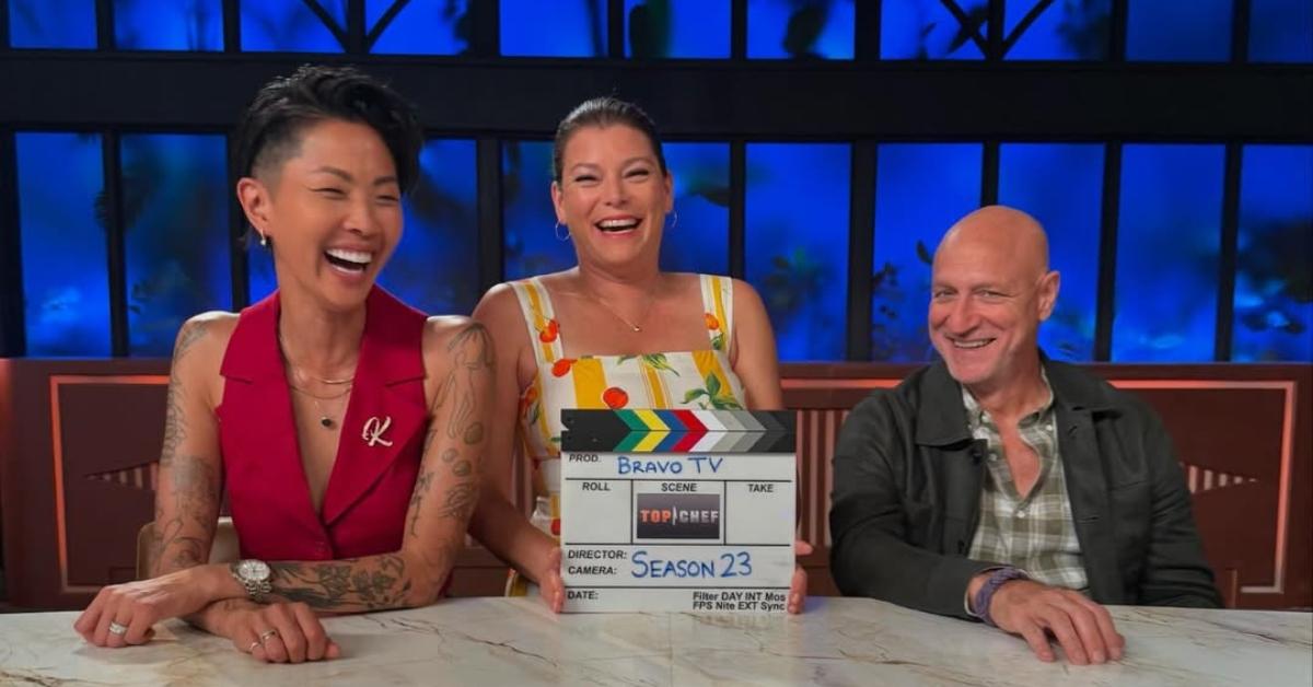 Kristen, Gail, and Tom on the set of Top Chef.