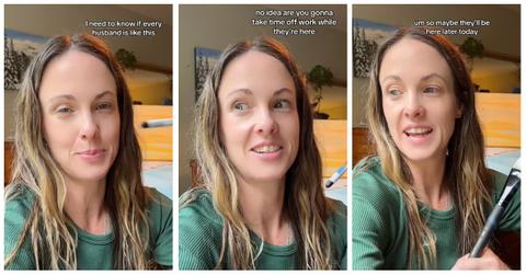 A woman talks about her husband not asking questions about his parents' plan to visit them