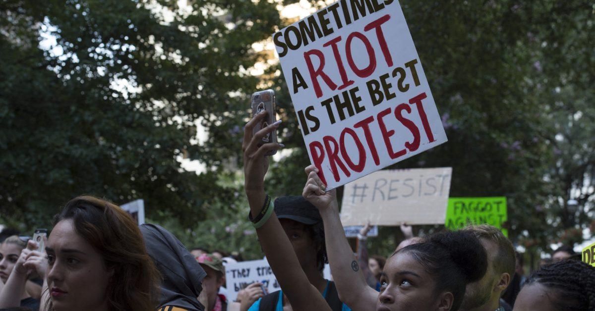 Anti-fascist's gathering to protest in Atlanta.