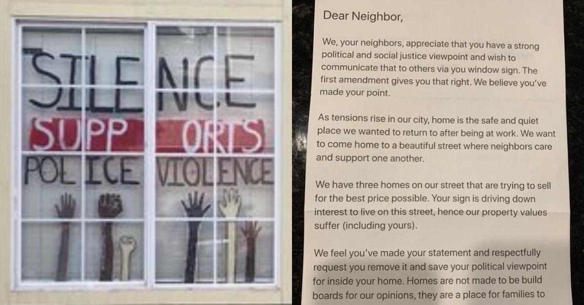 Neighbors Ask Woman to Take Down Black Lives Matter Sign Because It's ...