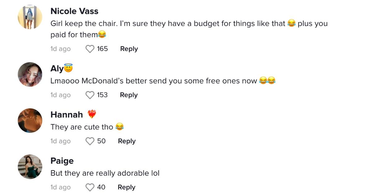 tiktok comments on mcdonalds chairs from facebook marketplace