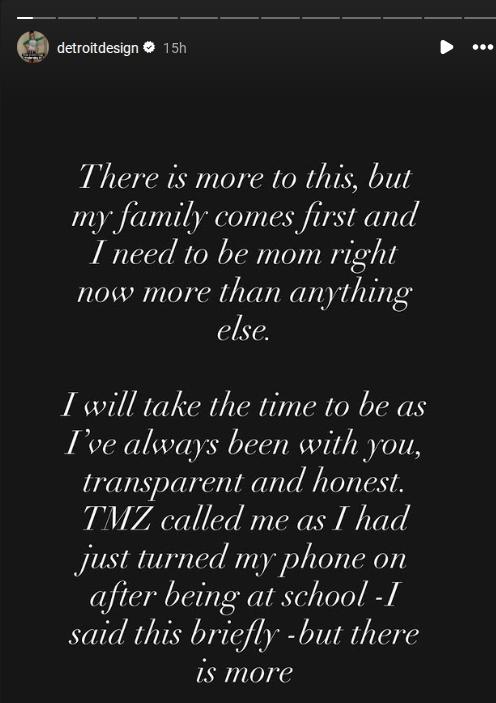 One of Nicole Curtis’s statements in her Instagram Stories.