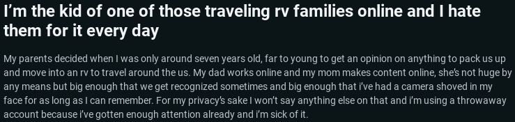 Child of RV Influencer Family Condemns Lifestyle