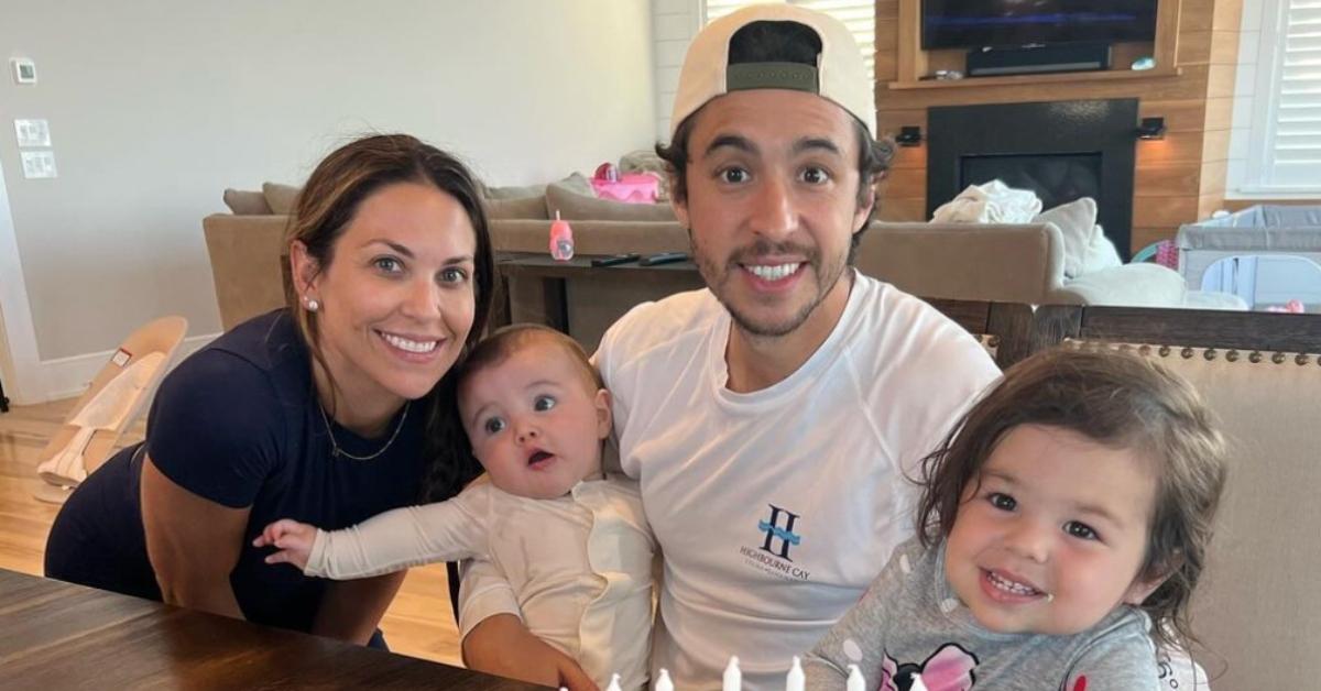 Johnny Gaudreau with his wife Meredith and their two children