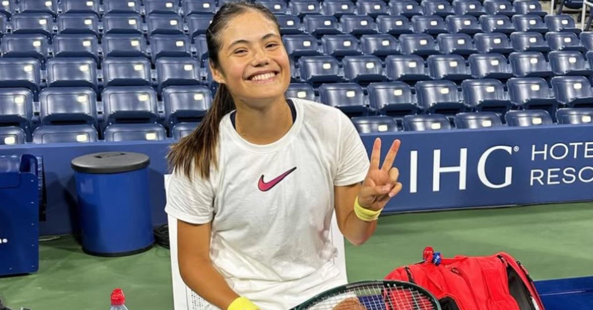 Emma Raducanu on the tennis court