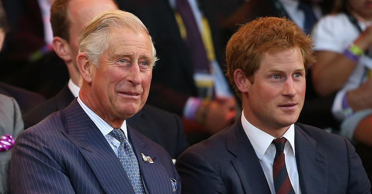 King Charles and Prince Harry during the Invictus Games Opening Ceremony on September 10, 2014 in London, England.