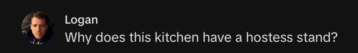 Screenshot of a comment under TikTok of smallest kitchen island ever