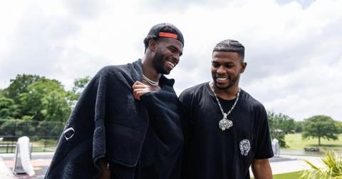 Shedeur Sanders and his brother after he was drafted.