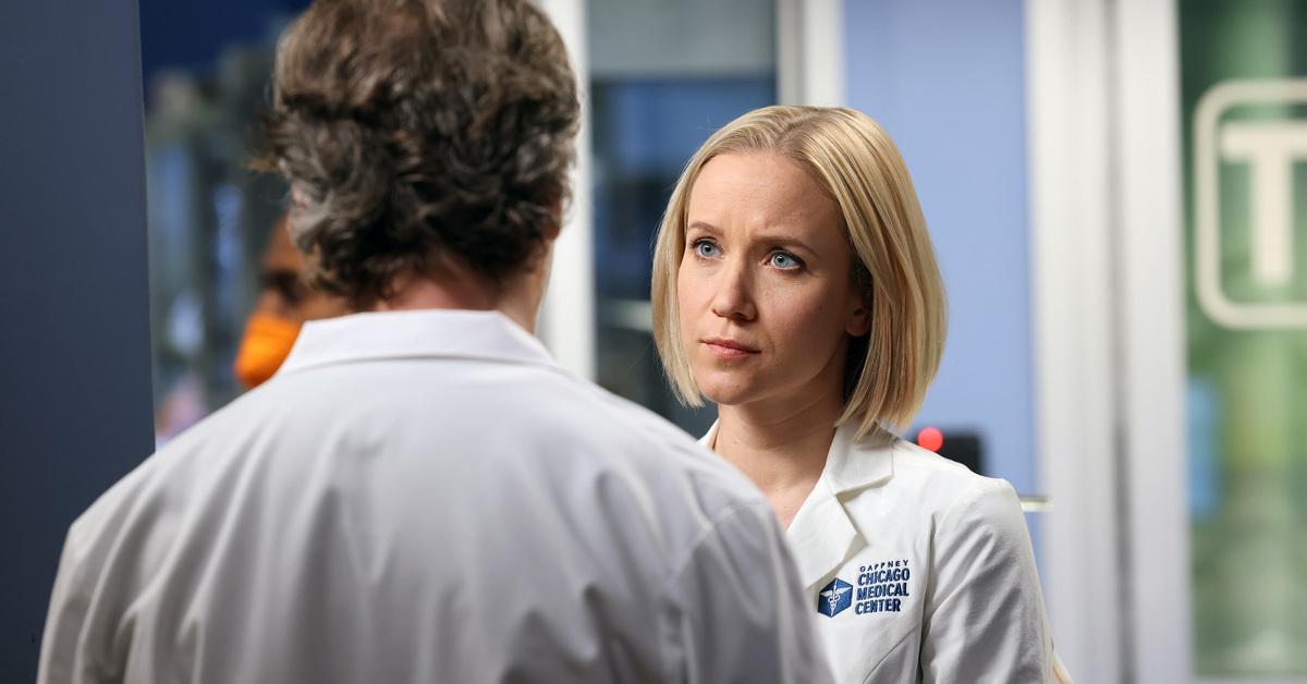 Jessy Schram as Dr. Hannah Asher in "Chicago Med" Season 7.