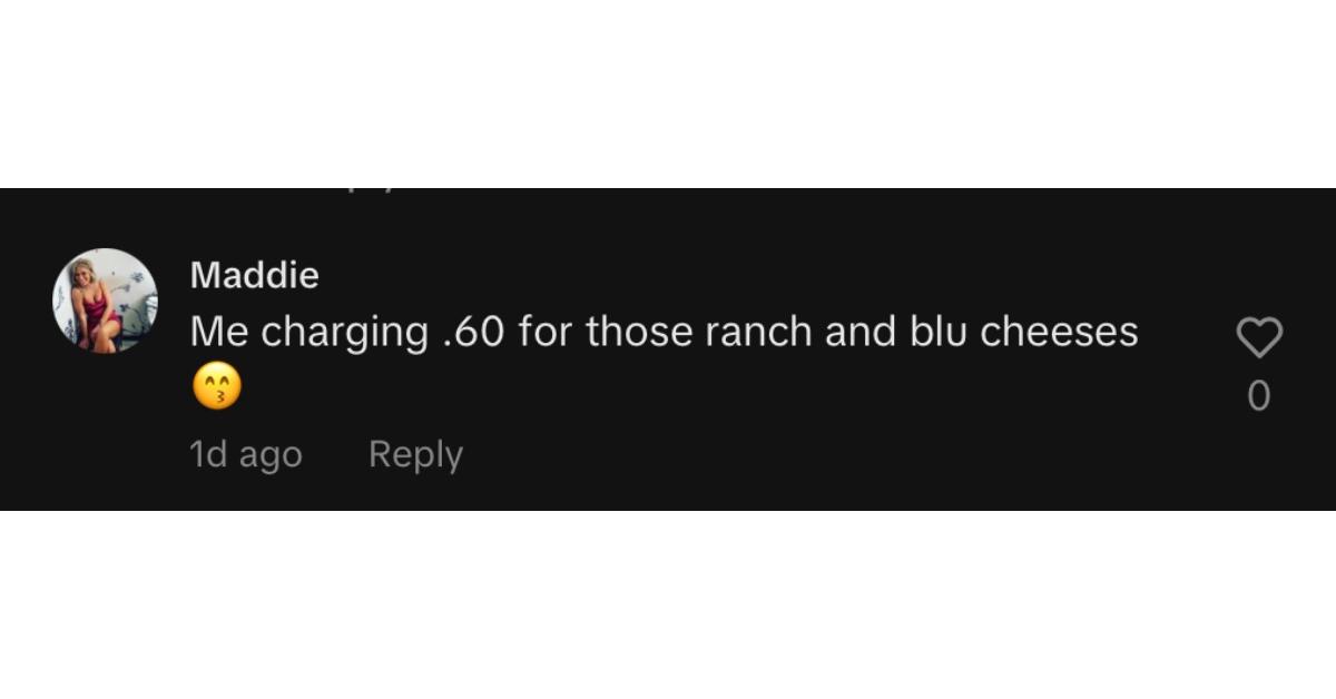 A commenter saying that they charge rude customers for condiments