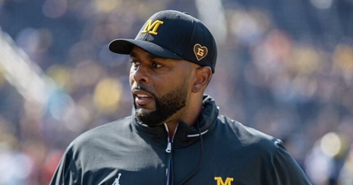 Sherrone Moore coaching for the University of Michigan.