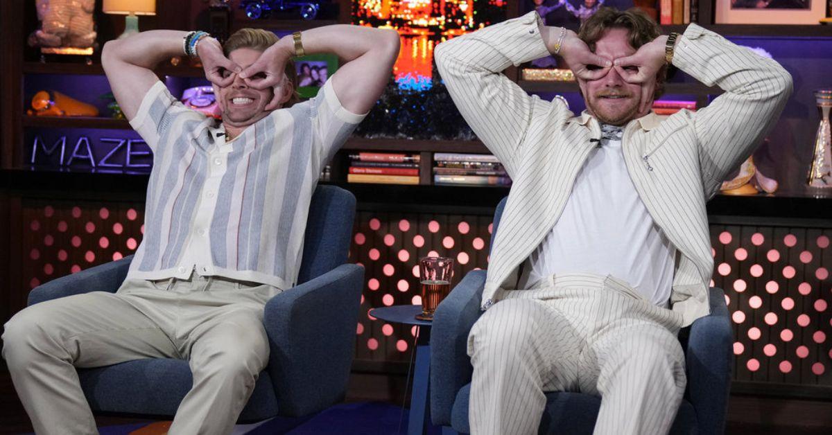 Kyle Cooke and West Wilson make finger goggles on 'WWHL'