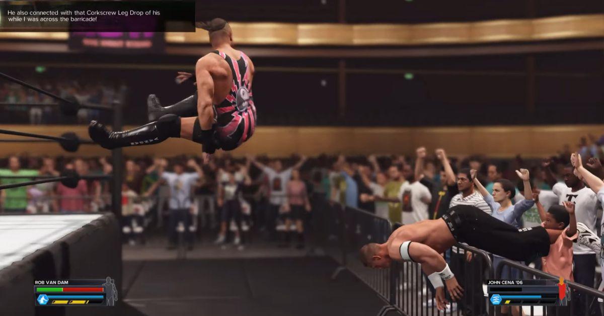 RVD Corkscrew Leg Drop WWE 2K23