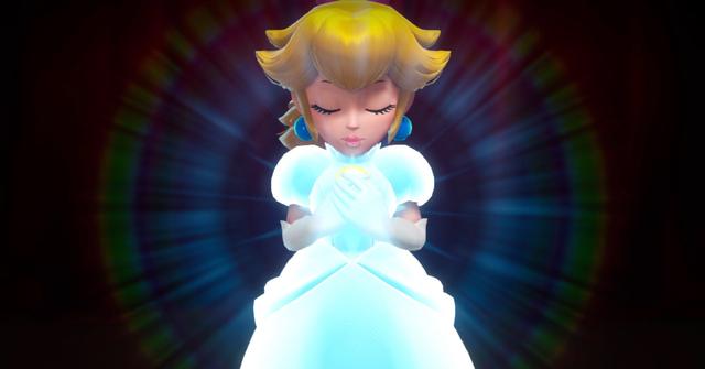 Princess Peach about to transform in 'Princess Peach: Showtime!'