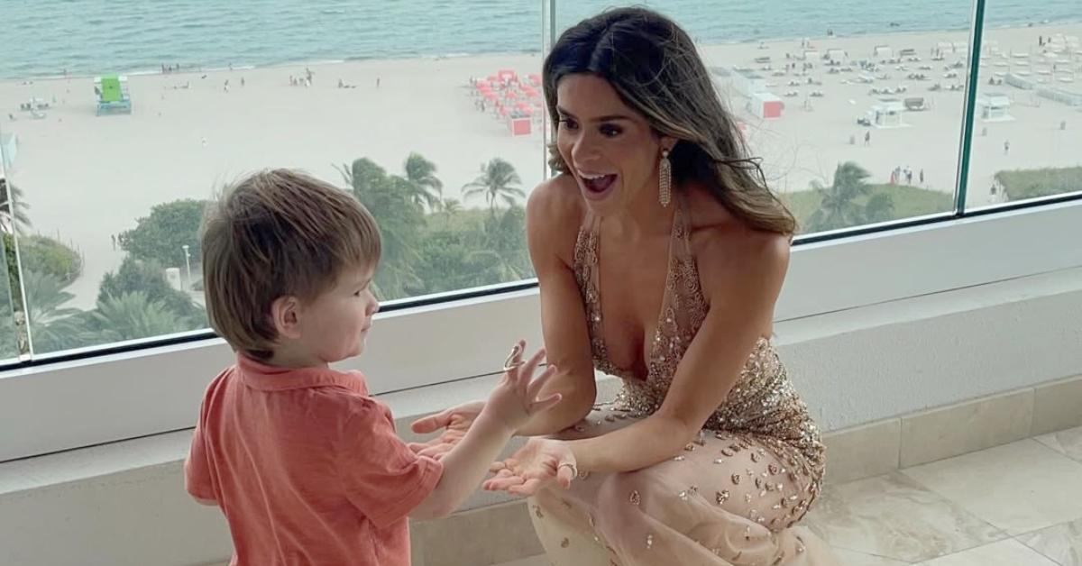 Taylor Frankie Paul with her son Ever behind the scenes of The Bachelorette.