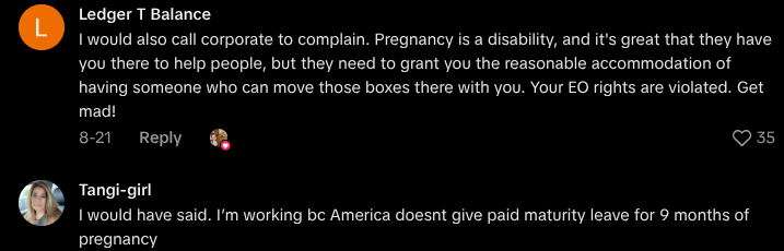 pregnant mattress store worker