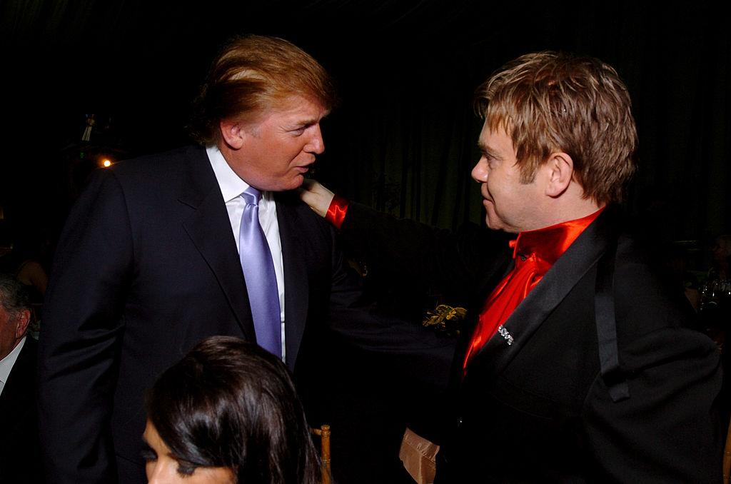 Donald Trump and Sir Elton John during 12th Annual Elton John AIDS Foundation Oscar Party