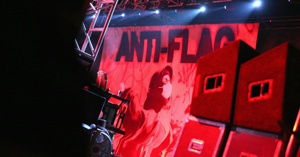 Anti-Flag performs onstage during day 1 of the 2014 Coachella Valley Music & Arts Festival at the Empire Polo Club on April 11, 2014 in Indio, California. (Photo by Imeh Akpanudosen/Getty Images for Coachella)