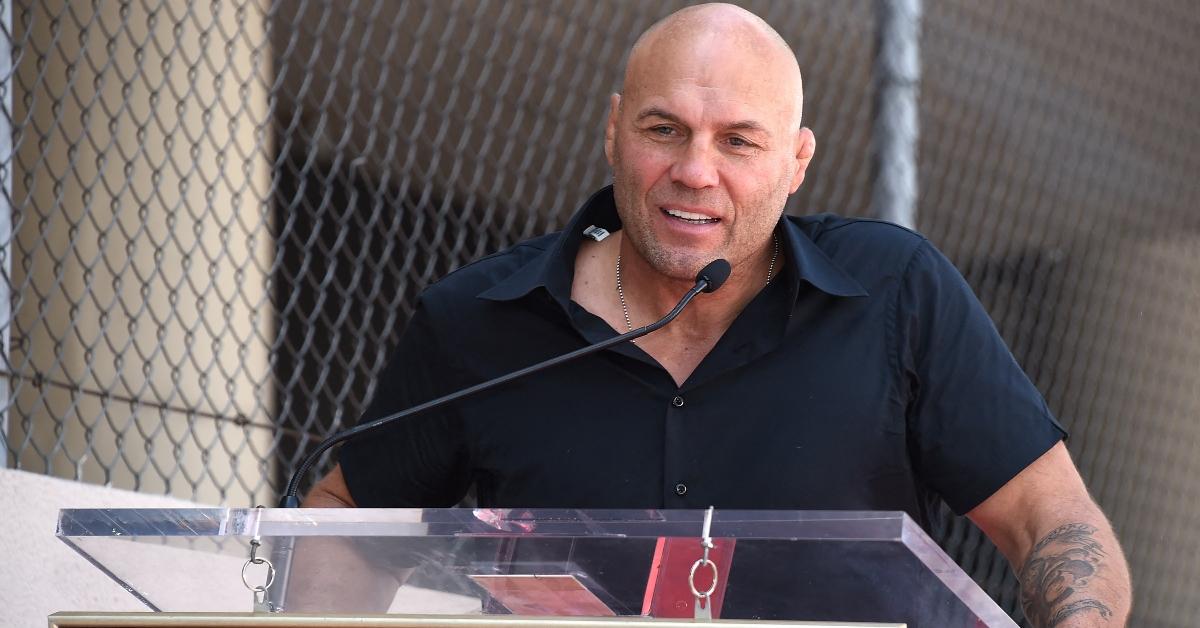 Randy Couture speaks at the Hollywood Walk of Fame ceremony for Criss Angel