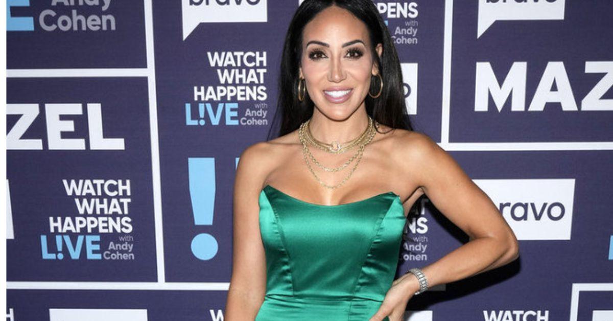 Melissa Gorga posing for photo on 'WWHL' red carpet