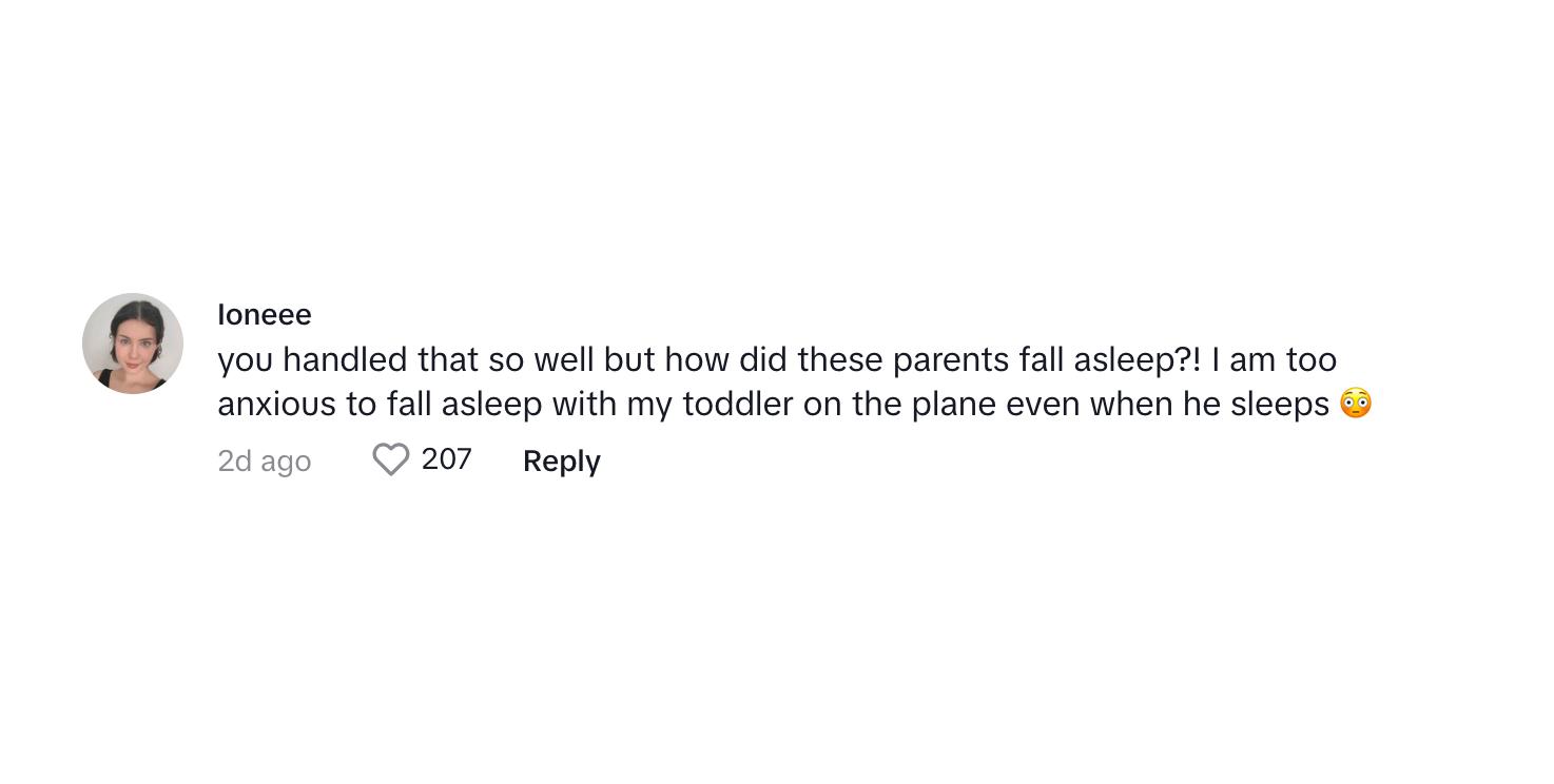 A commenter questioning how the toddler's parents could fall asleep