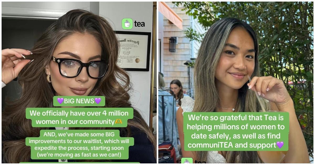 (l-r): Two women posing for the Tea dating app's Instagram