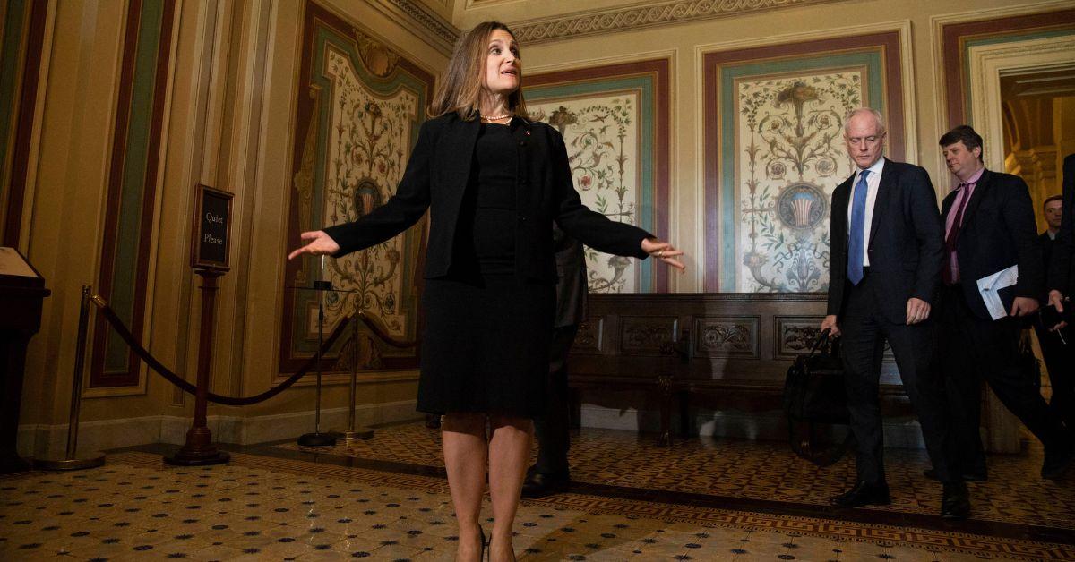 Chrystia Freeland in the halls of parliament in 2018. 