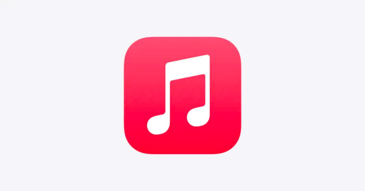 The apple music logo against a gray backdrop,