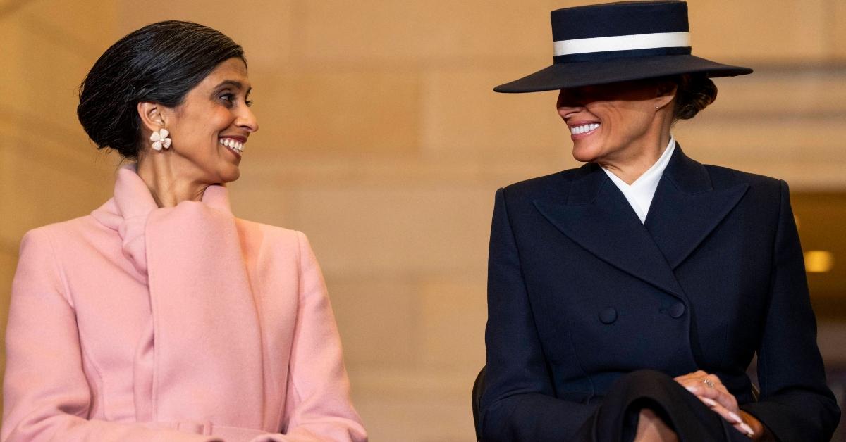 Usha Vance and Melania Trump at the swearing in of president and vice president