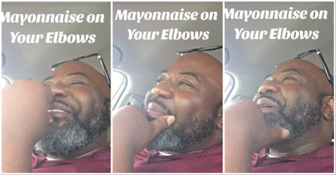 A TikToker laughs about the term ""Mayonnaise on the Elbow."