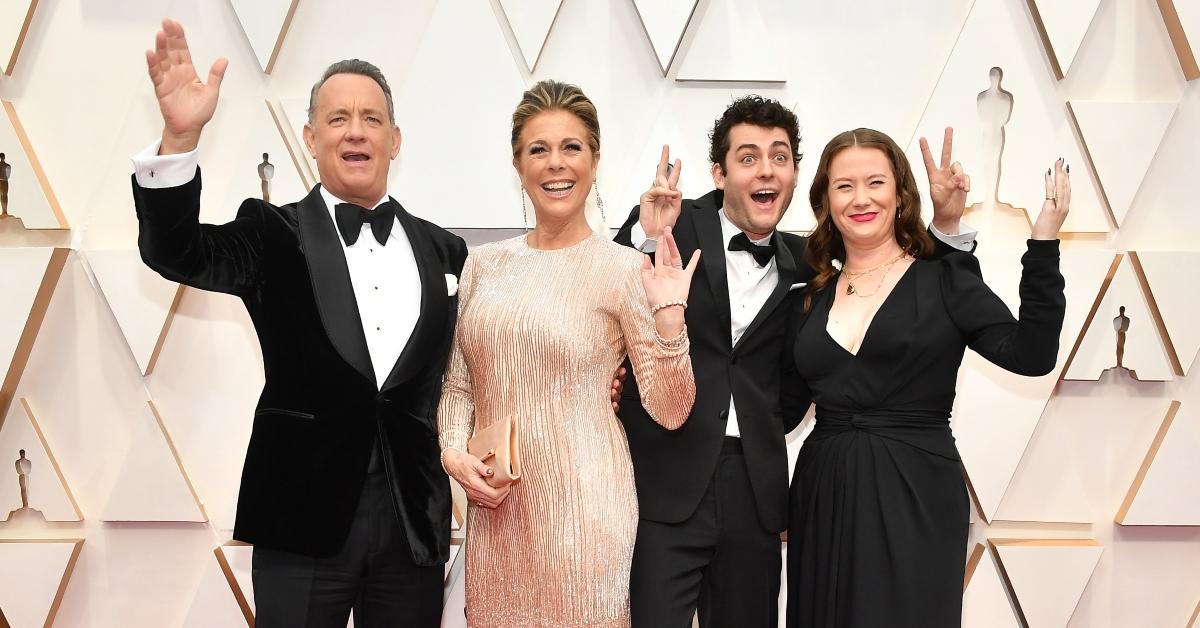 Tom Hanks, Rita Wilson, Truman Theodore Hanks, and Elizabeth Hanks attend a red carpet event.