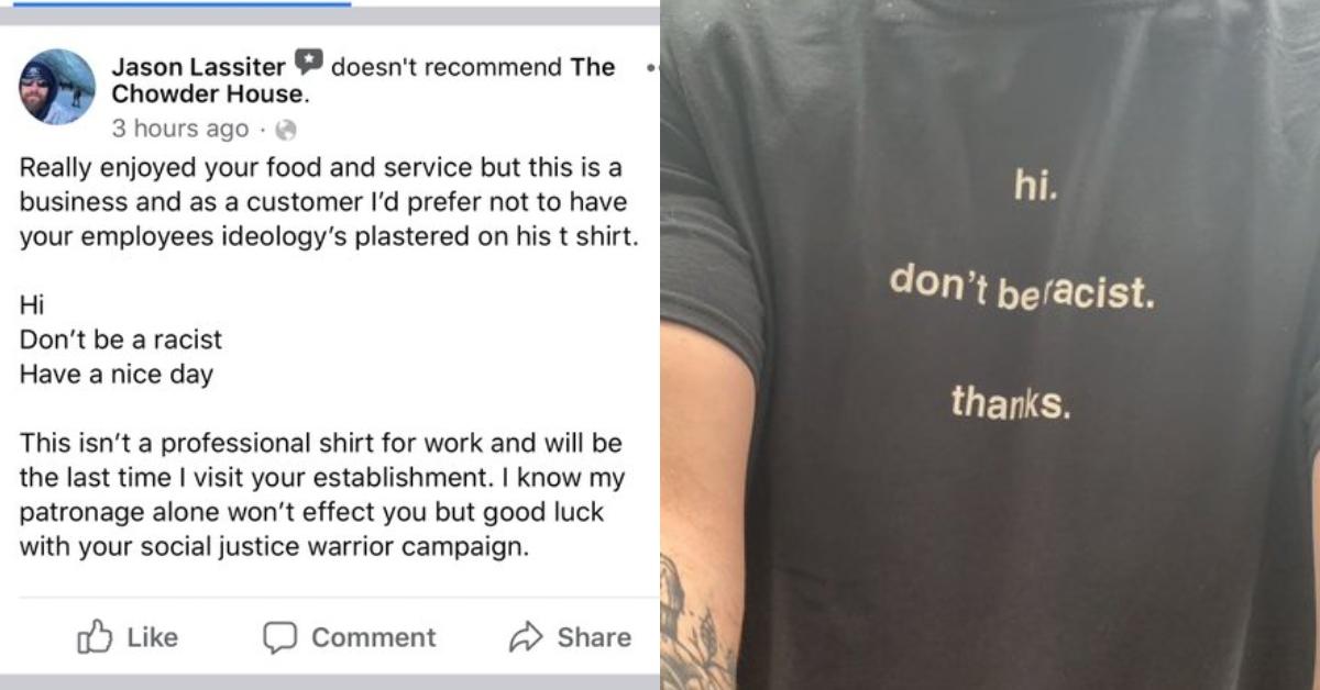 Server's "Don't Be Racist" Shirt Results In Negative Reviews for Restaurant