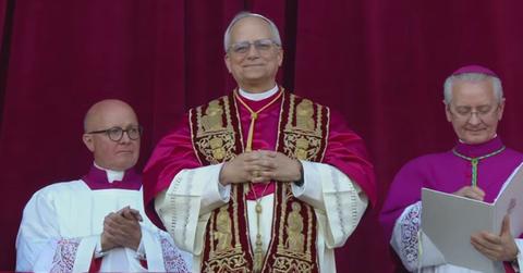 Newly elected Pope Leo XIV emerges on the balcony of St. Peter's Basilica on May 8, 2025.