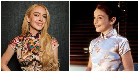 (l-r): Lindsay Lohan on the red carpet and 'The Parent Trap'
