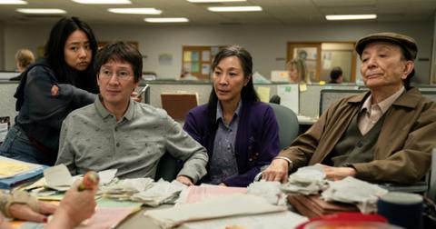 The Wang family is interrogated by the IRS in 'Everything Everywhere All at Once.'
