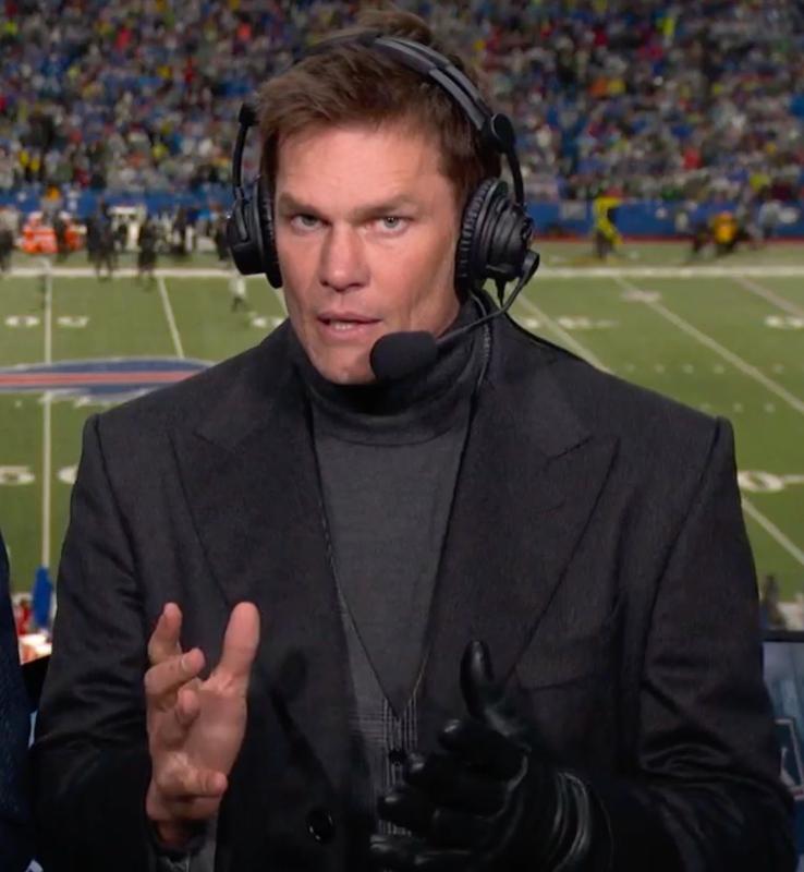 Tom Brady wears one glove on Fox Sports.