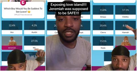 Love Island TikTok Collage about rigged voting