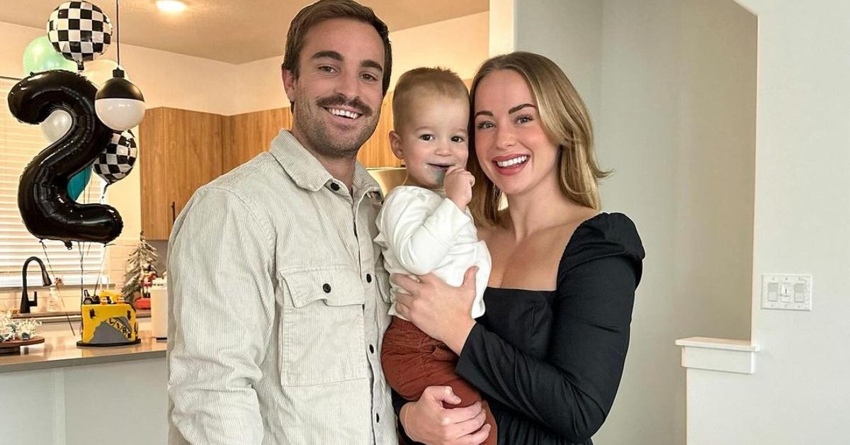 Whitney Leavitt with her husband and their son at his birthday party