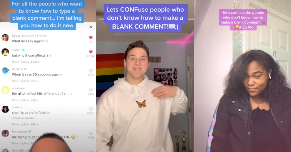 how to make a blank comment on tiktok